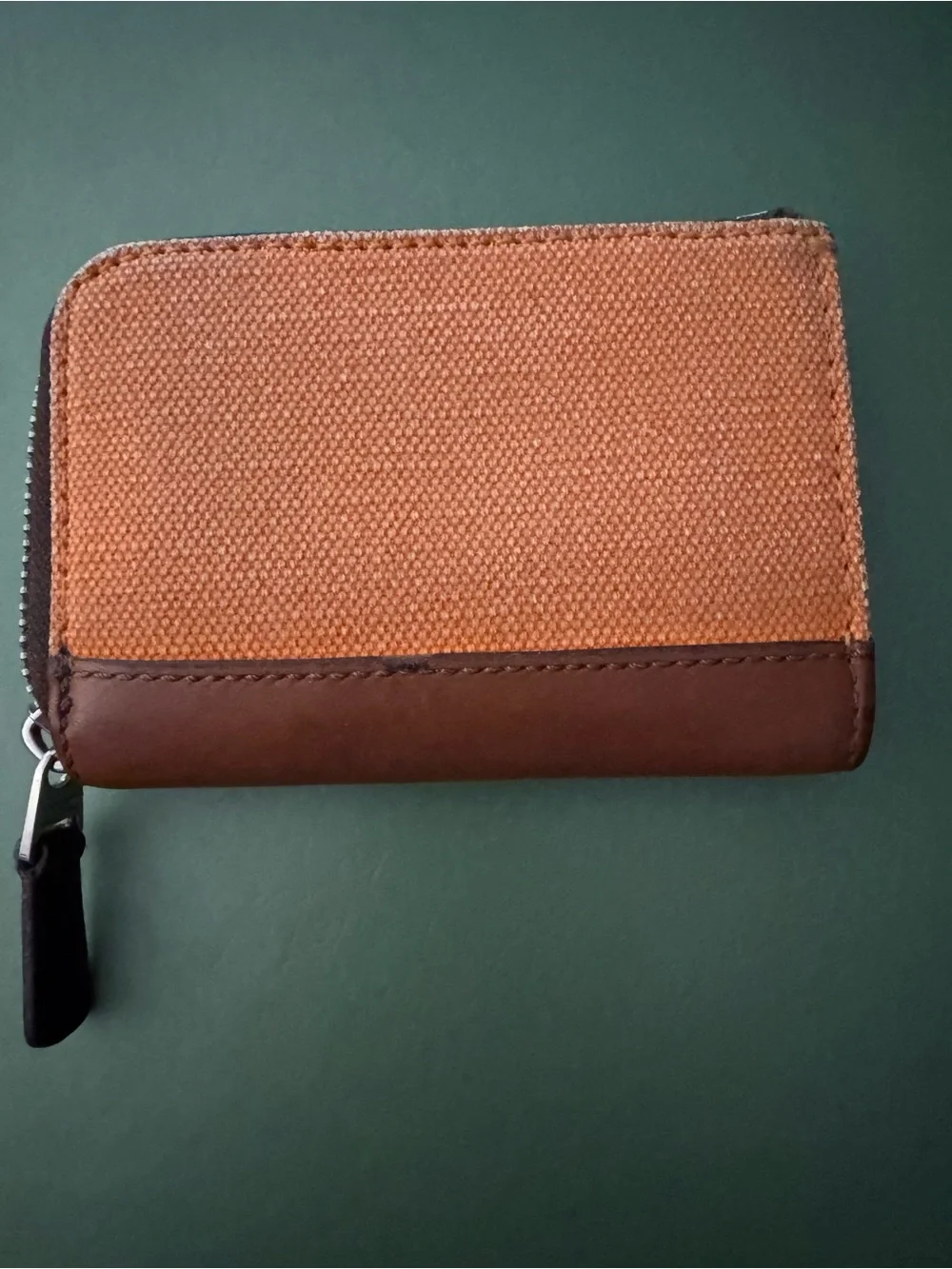 Vintage Coach Orange Canvas and Brown Leather L Zip Wallet